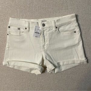 J. Crew Women's White Denim Shorts Mid Rise Cut Off Frayed